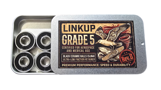 LINKUP セラミックベアリング  スケートボード・サーフスケート用 8個セット | 608 黒玉 最高級研磨グレード5