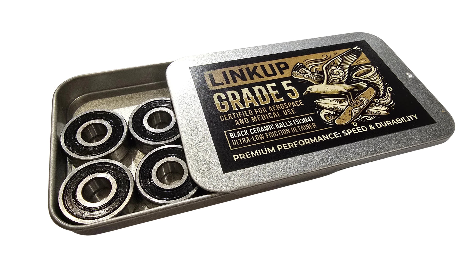 3万円相当の回転を6千円で。最高級グレード5「黒玉」セラミックベアリング / LINKUP - LINKUP SKATEBOARD SHOP