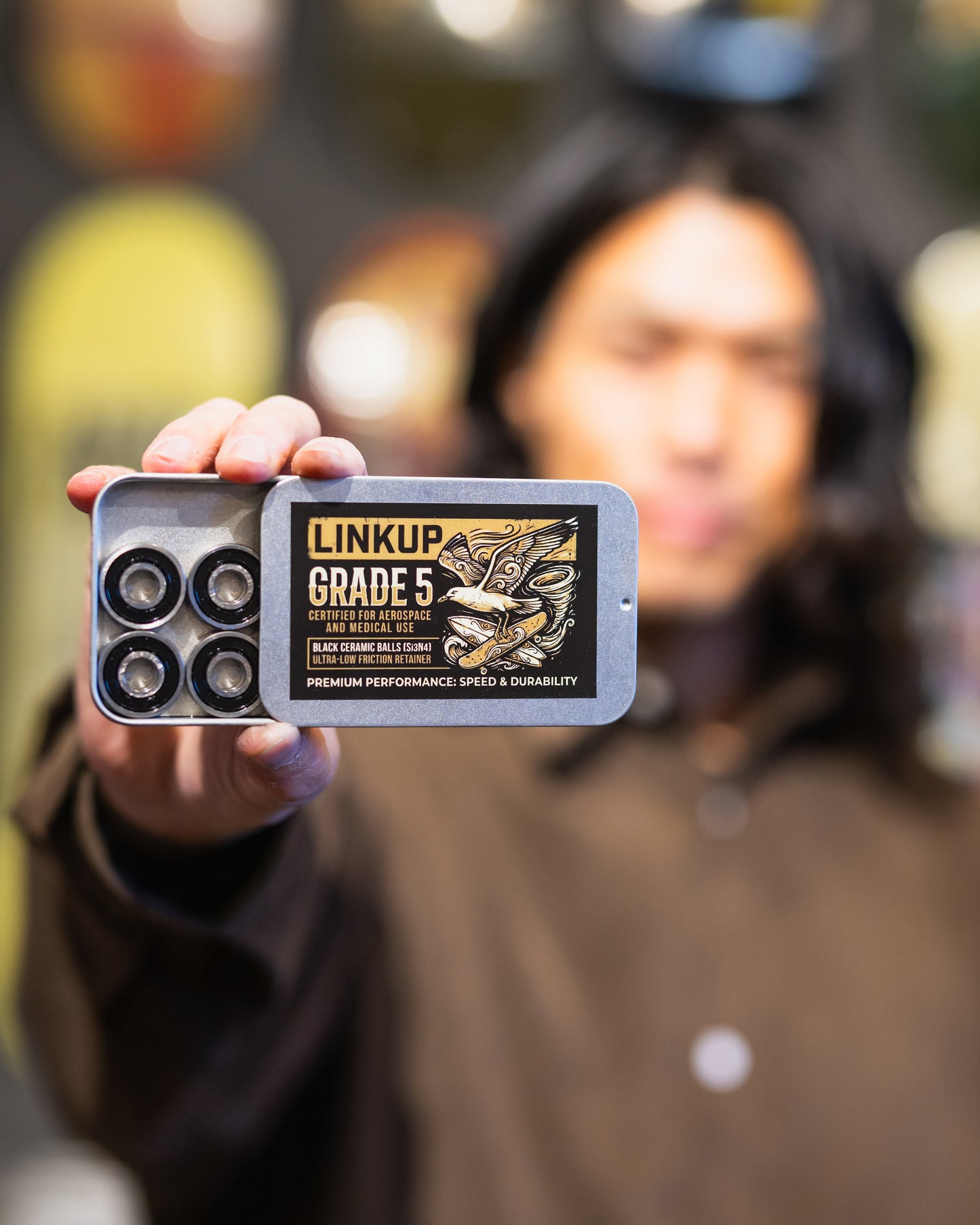 LINKUP セラミックベアリング  スケートボード・サーフスケート用 8個セット | 608 黒玉 最高級研磨グレード5